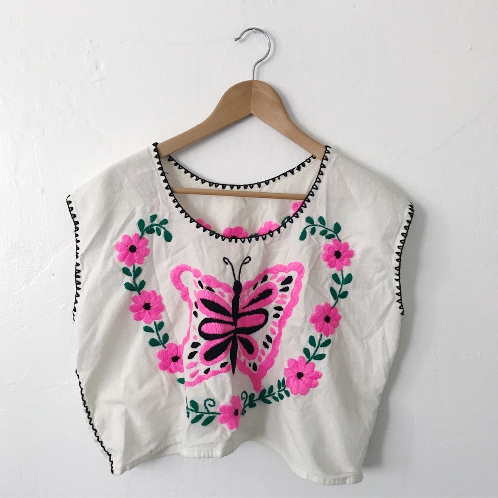 Cropped Embroidered Mexican Top